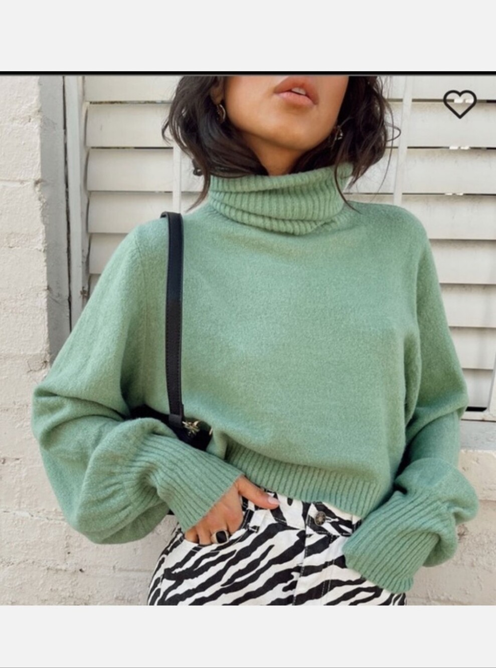 Princess Polly Zahara Cropped Turtleneck Sweater in green Size 8 G107